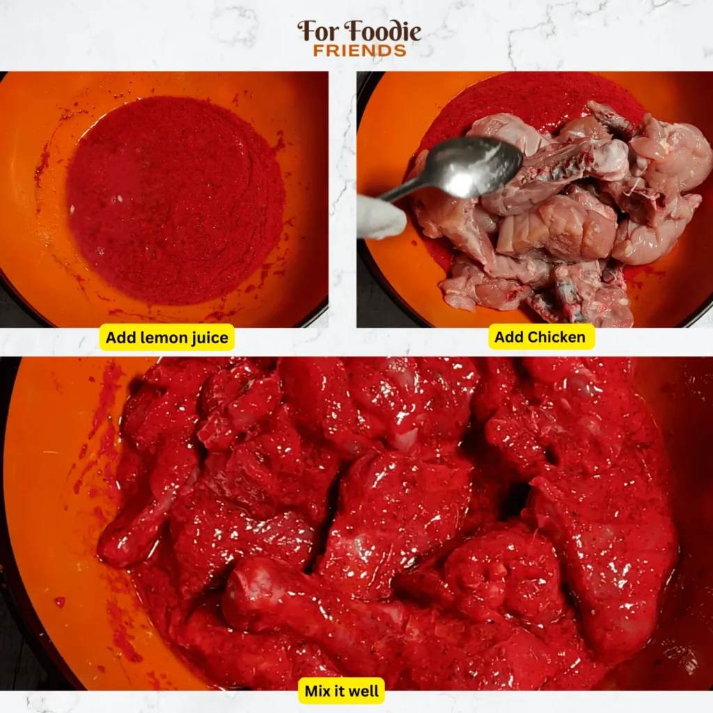 Tandoori Chicken process step shows in picture
