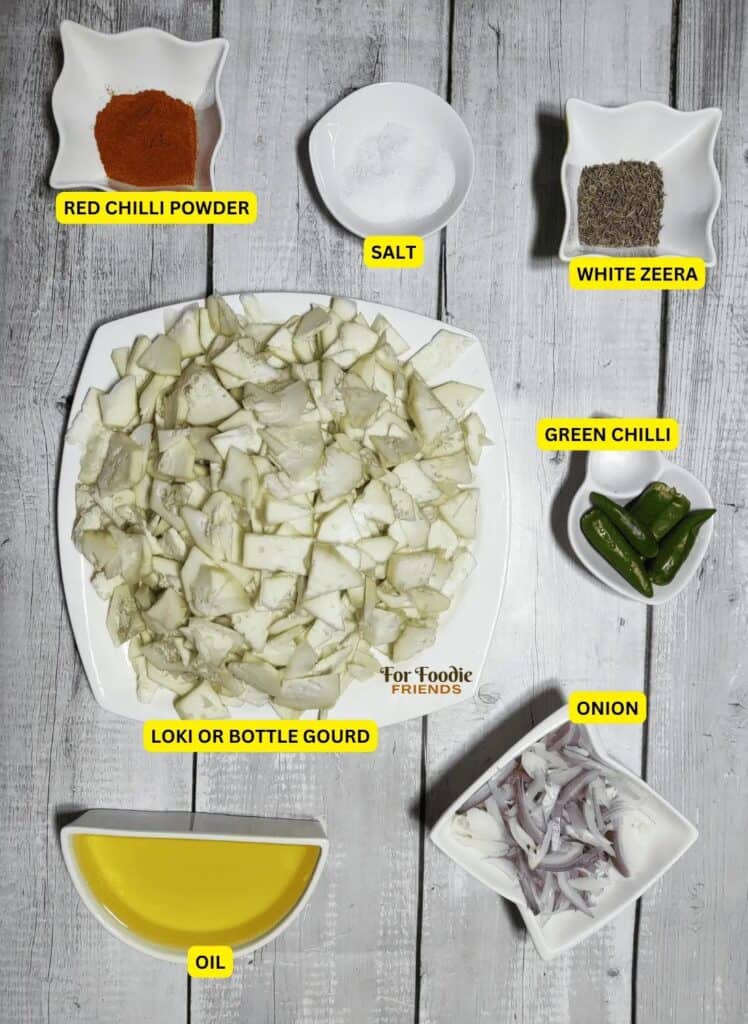 Ingredients for Lauki ki sabzi/bottlegourd curry