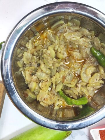 Lauki or bottle gourd curry served in bowl