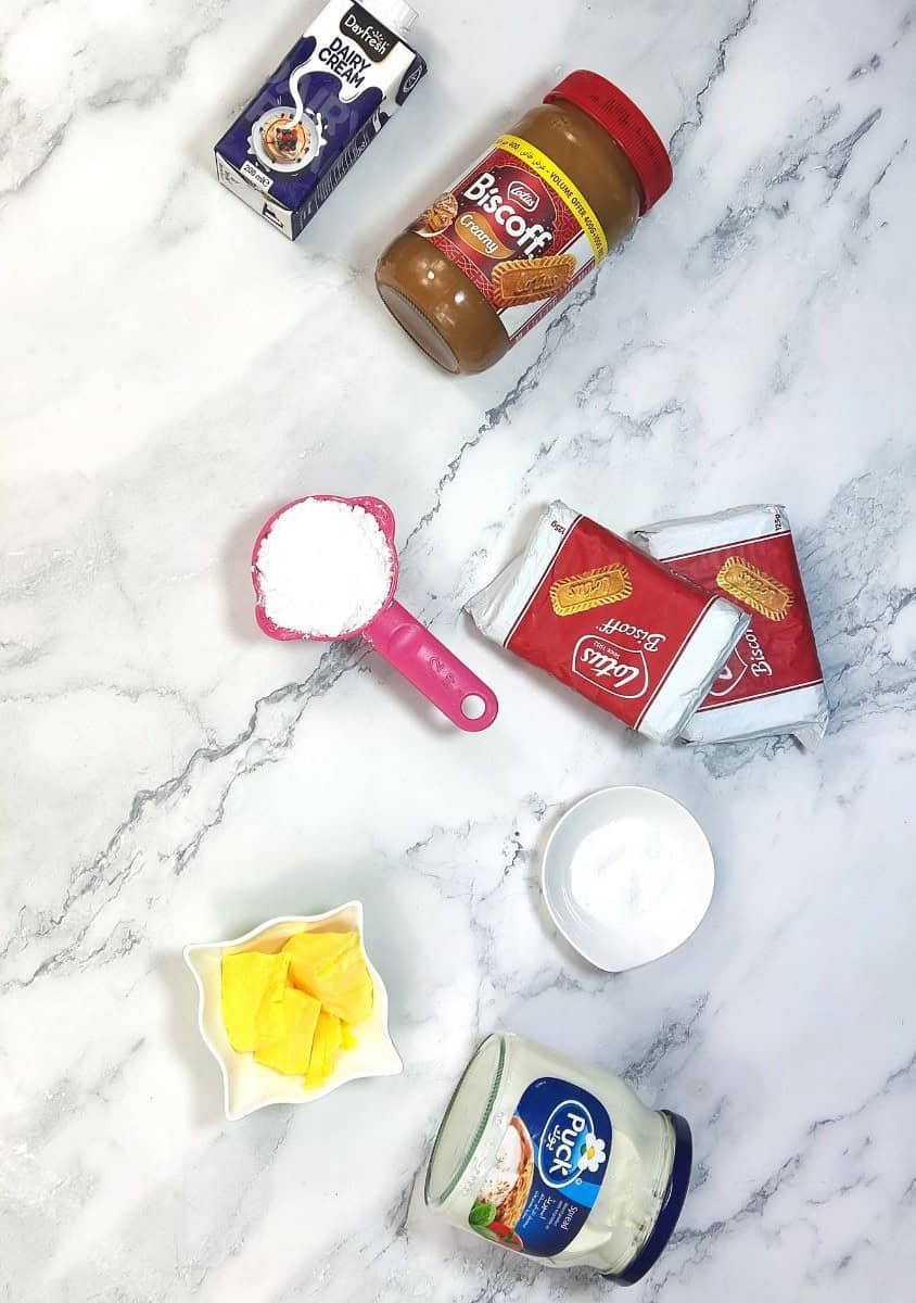 Ingredients for Lotus Biscoff Cheesecake