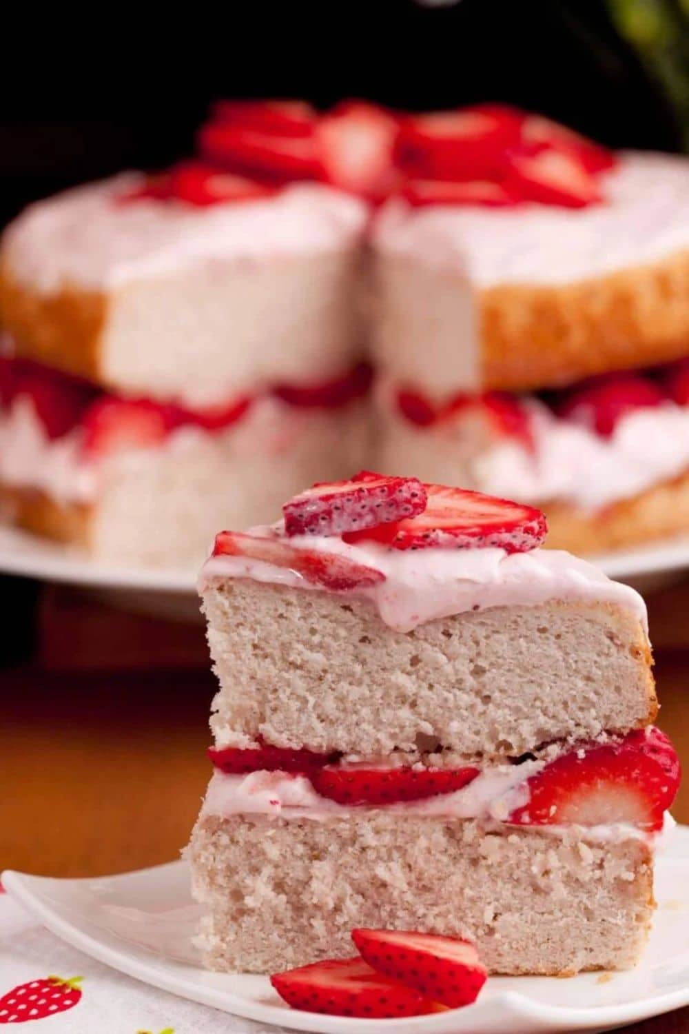 fresh strawberry cake cream cheese frosting tender crumb pink natural color summer berry dessert from-scratch baking