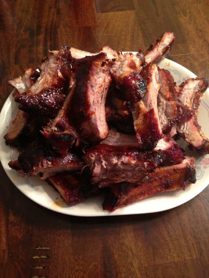 grilled baby back ribs fall-off-bone tender mustard binder dry rub sticky glaze low slow weekend BBQ classic