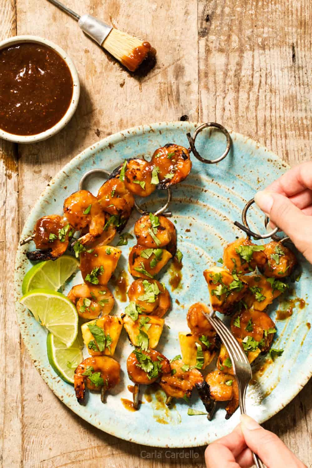 grilled pineapple shrimp teriyaki kabobs tropical sweet savory homemade glaze juicy charred bell peppers Hawaiian