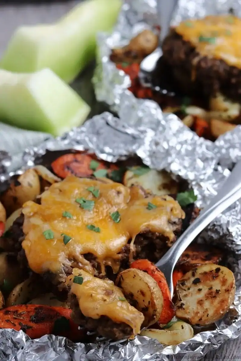 hobo dinner foil packets ground beef potatoes carrots onions cheese 30-minute camping classic complete meal kid-friendly