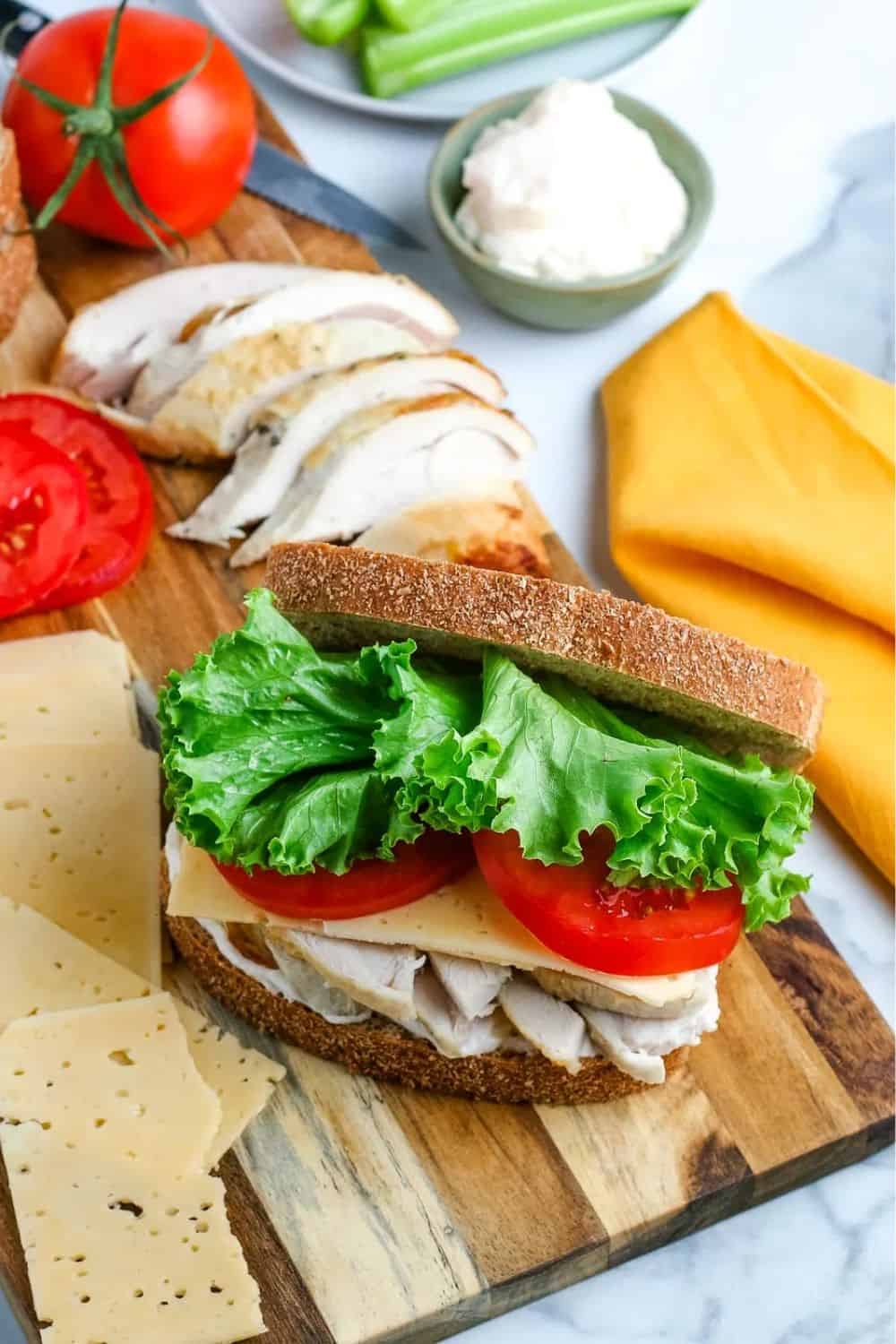 turkey cranberry sandwich cream cheese sliced turkey spinach Thanksgiving leftover sweet savoury layered satisfying