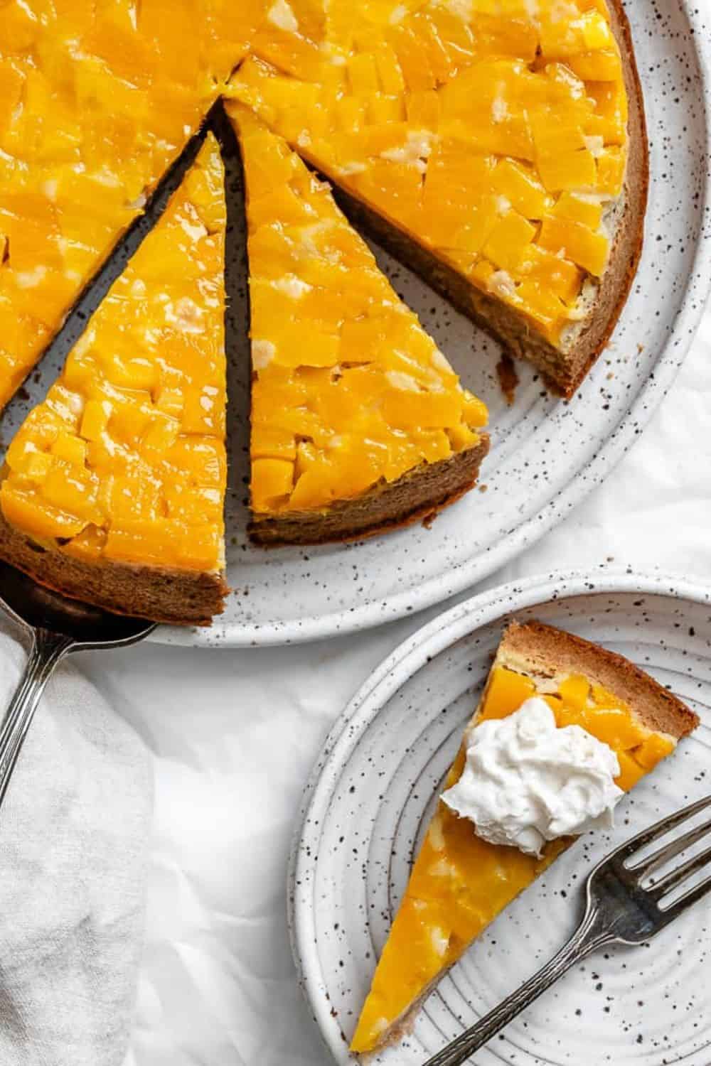 mango cake plant-based vegan tropical fresh ripe mangoes apple sauce moist tender crumb summer fruit dessert