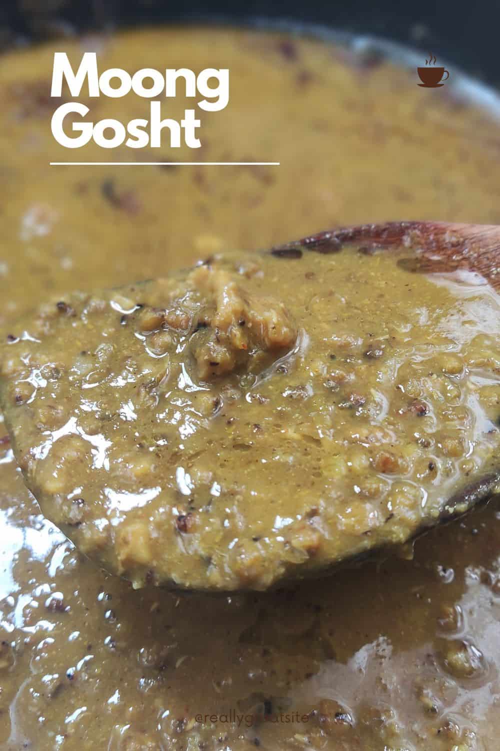 Pakistani moong dal gosht with lamb in rich spiced gravy