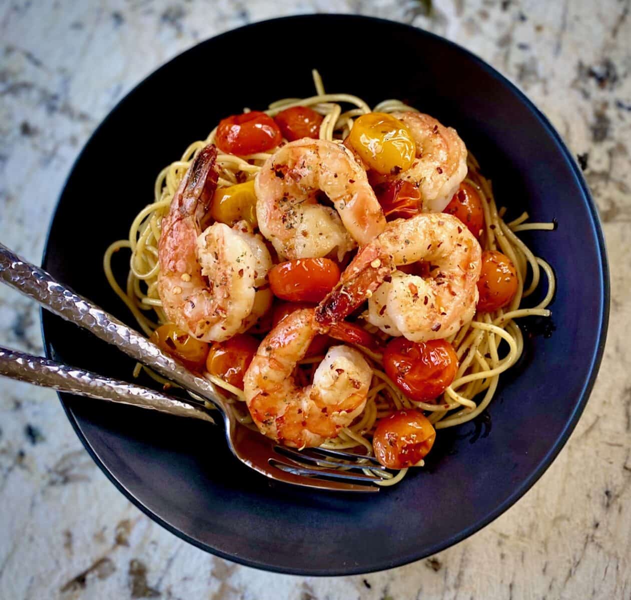 Garlic Shrimp with Roasted Tomatoes