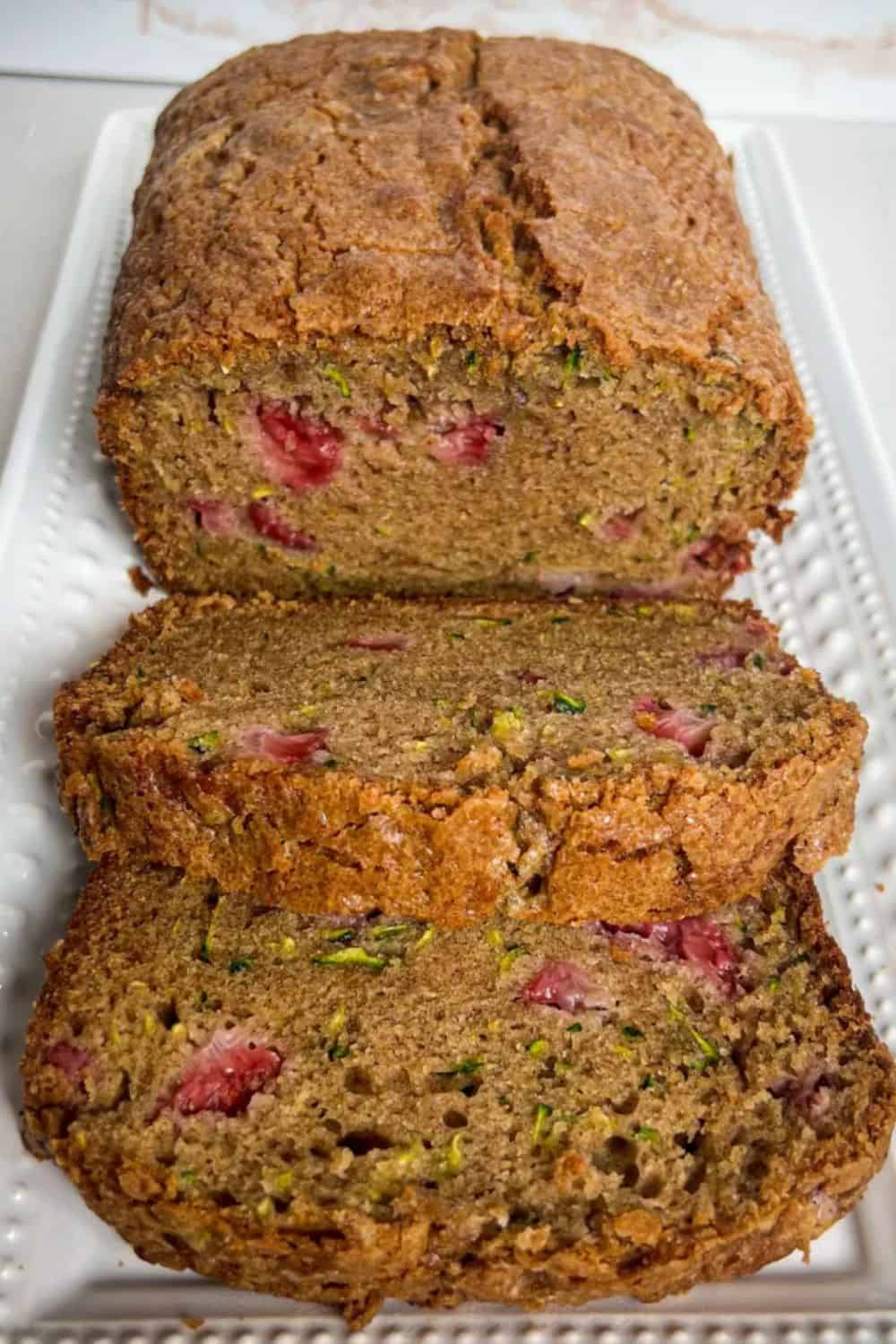 zucchini strawberry bread quick loaf cinnamon cardamom macerated berries summer garden produce afternoon tea snack