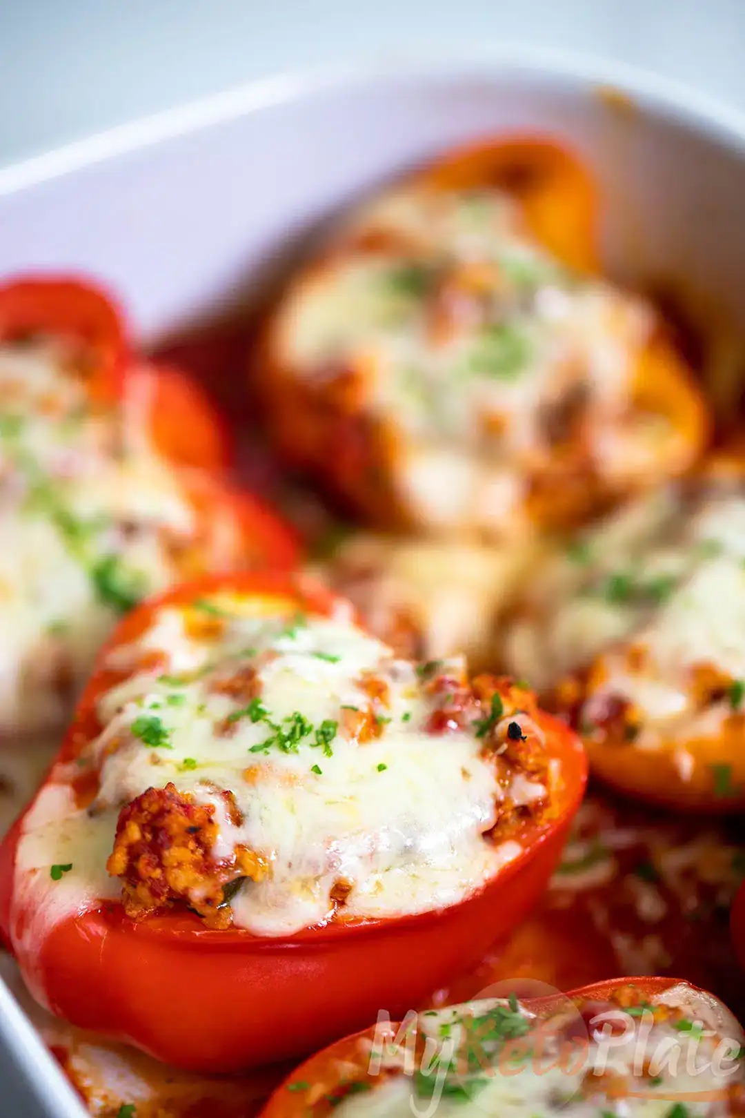 ground turkey stuffed peppers marinara cheese keto customizable oven-baked Instant Pot air fryer healthy weeknight