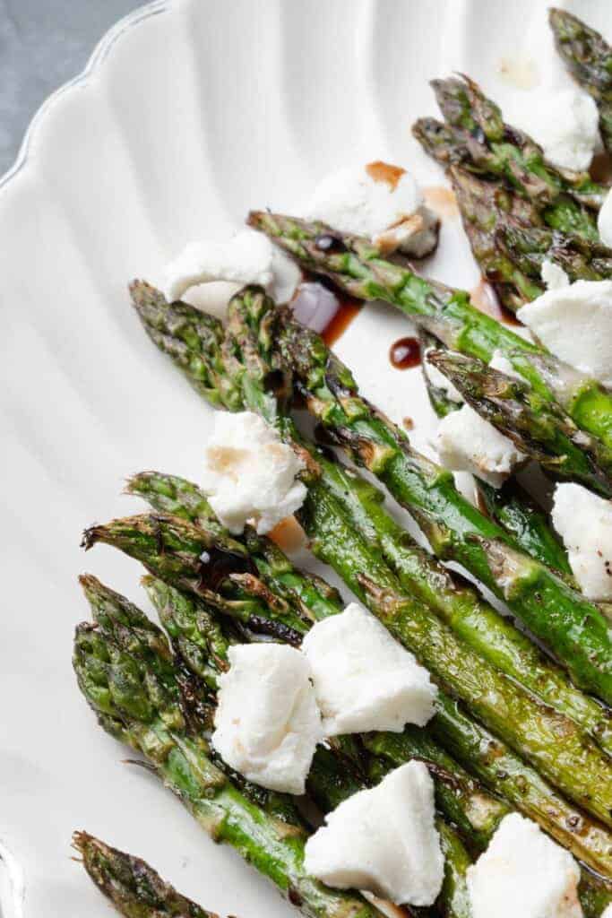 grilled asparagus balsamic glaze goat cheese spring side dish charred tender bright simple elegant