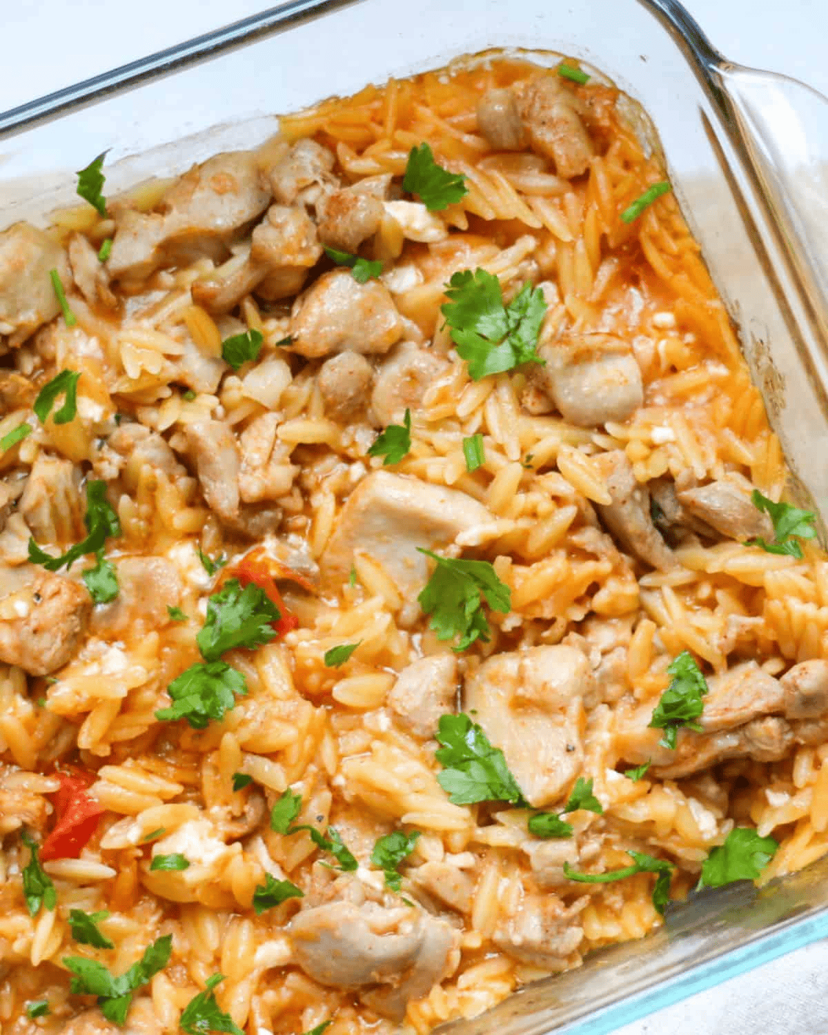 Creamy Chicken and Orzo Bake