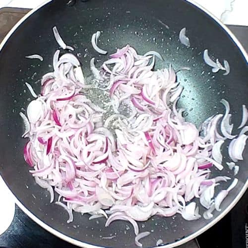 Onions sautéing in oil