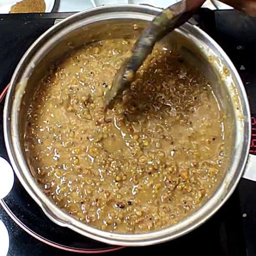 Moong gosht garnished and ready to serve