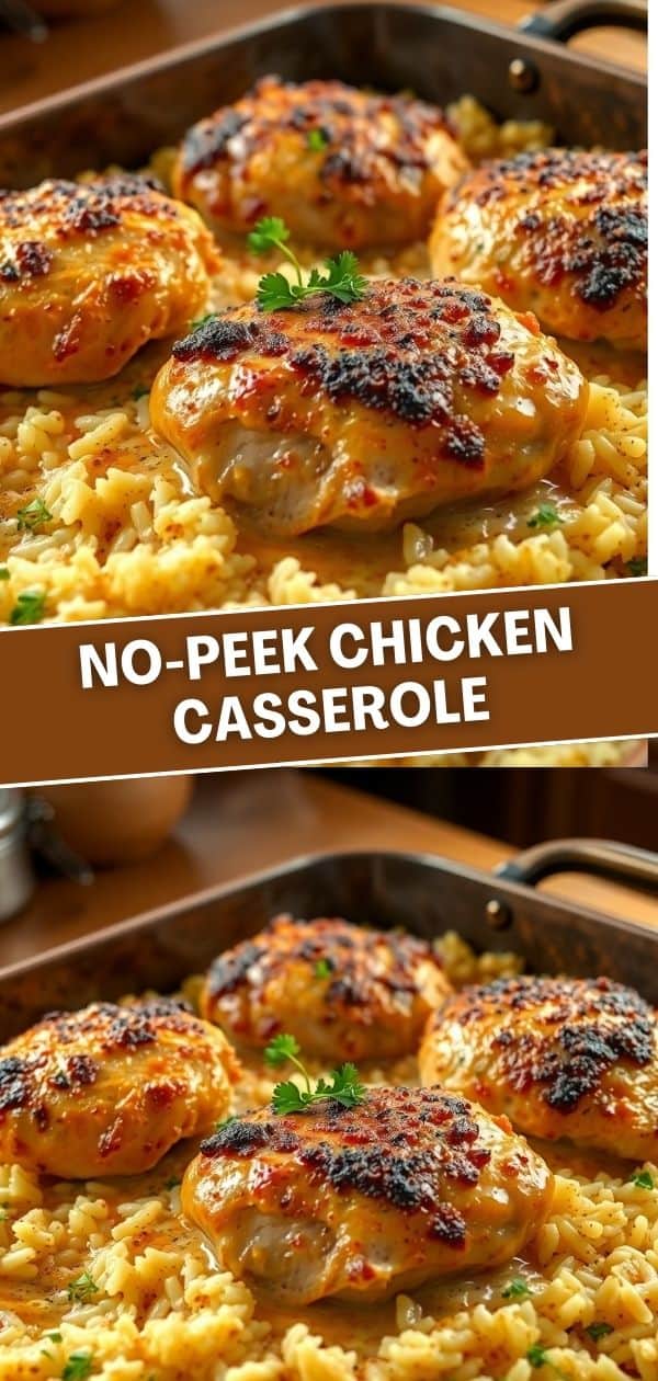 Golden-brown chicken thighs nestled on yellow rice in a dark cast iron skillet, garnished with fresh parsley.