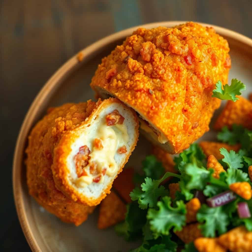 cream cheese bacon stuffed doritos chicken golden crispy baked