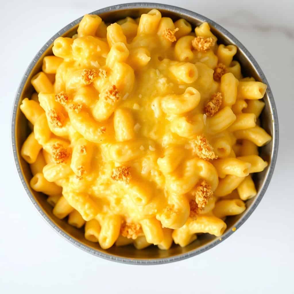 Mac and Cheese Casserole serving portion creamy cheesy comfort food weeknight dinner