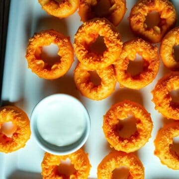 MOZZARELLA STUFFED CRISPY BAKED ONION RINGS