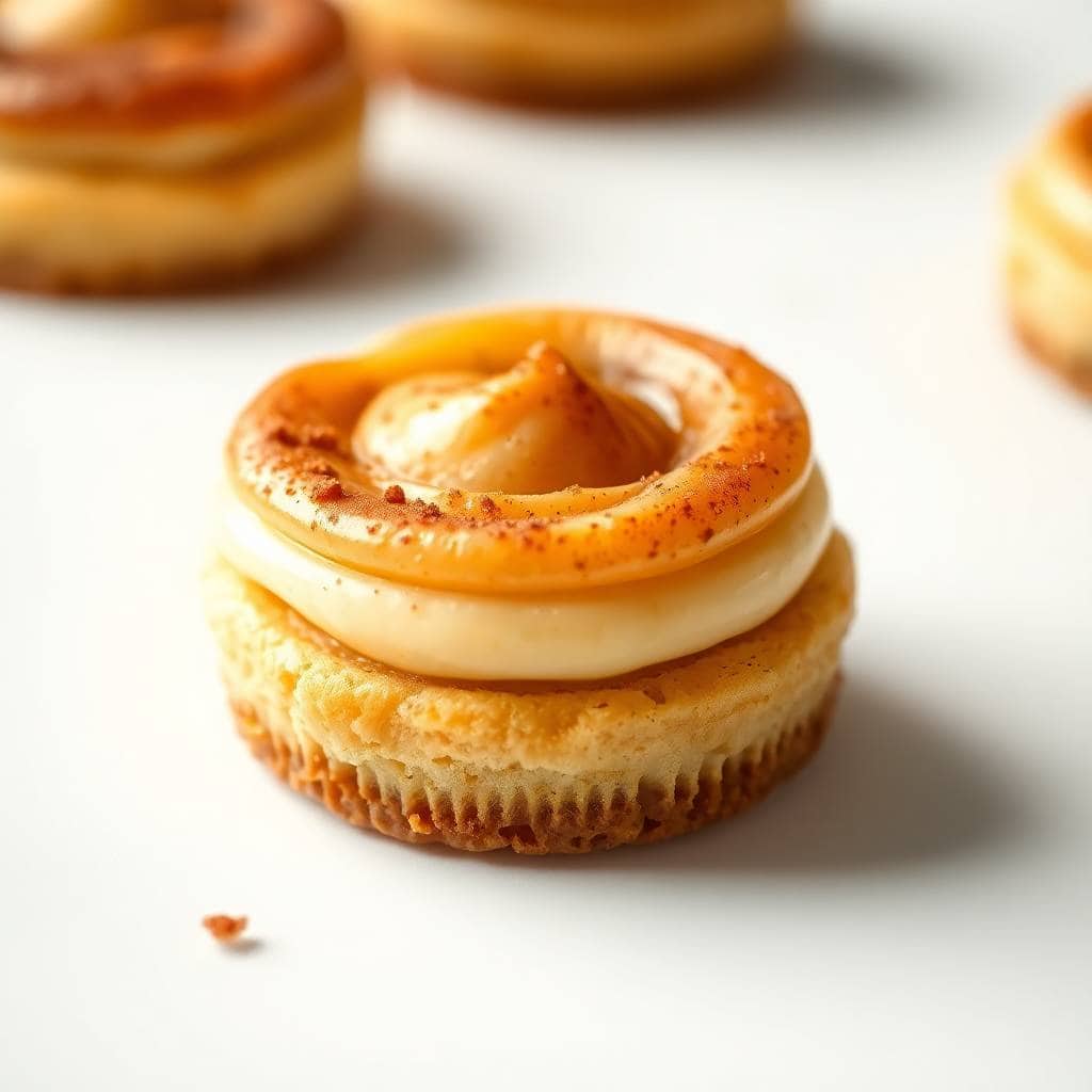Apple pie cheesecake cookie with creamy frosting and cinnamon sugar topping on white surface.