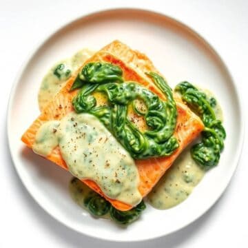 SALMON WITH CREAMY SPINACH SAUCE