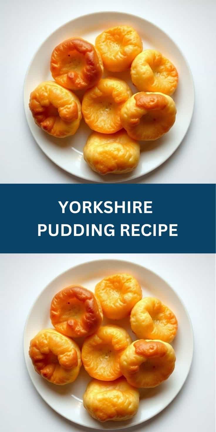 Golden-brown Yorkshire puddings arranged on a white plate, displaying crispy edges and risen centers.