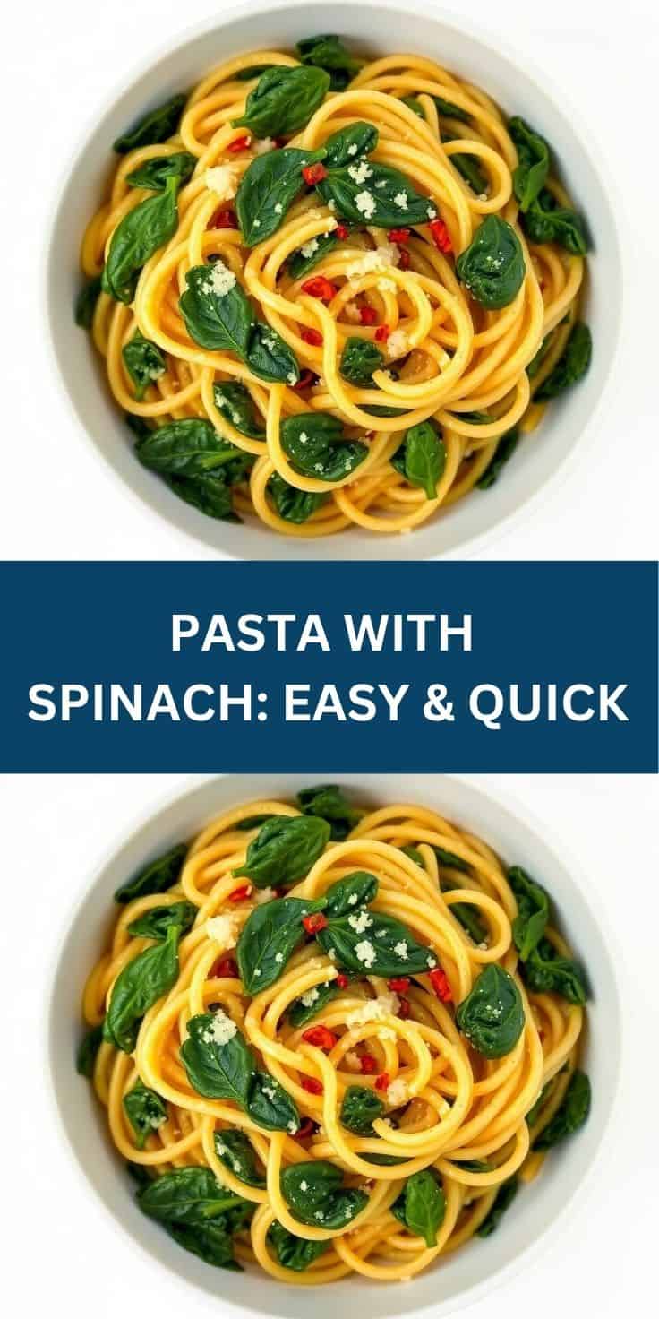 Two bowls of spaghetti with fresh spinach, red chili, and cheese garnish on white plates.
