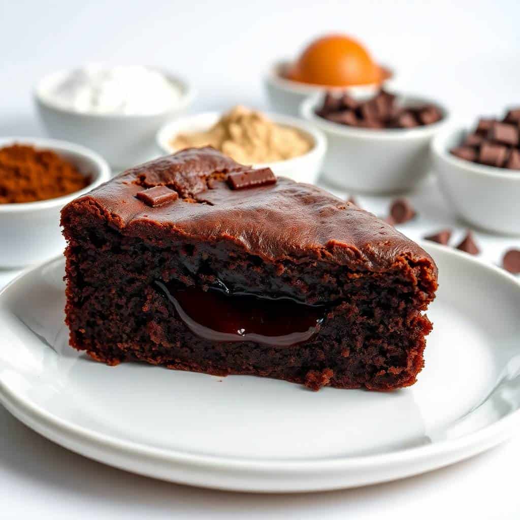 Slice of gooey brownie pie