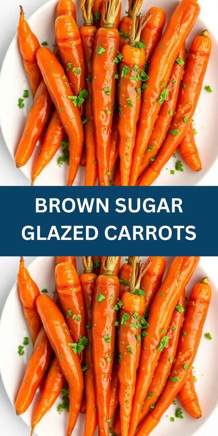 Brown sugar glazed carrots arranged on white plate, topped with chopped fresh parsley garnish.