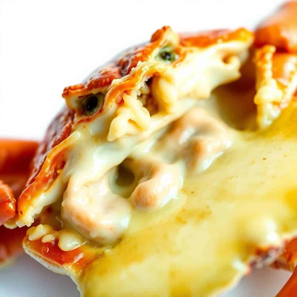 creamy butter garlic crab close up rich sauce glistening