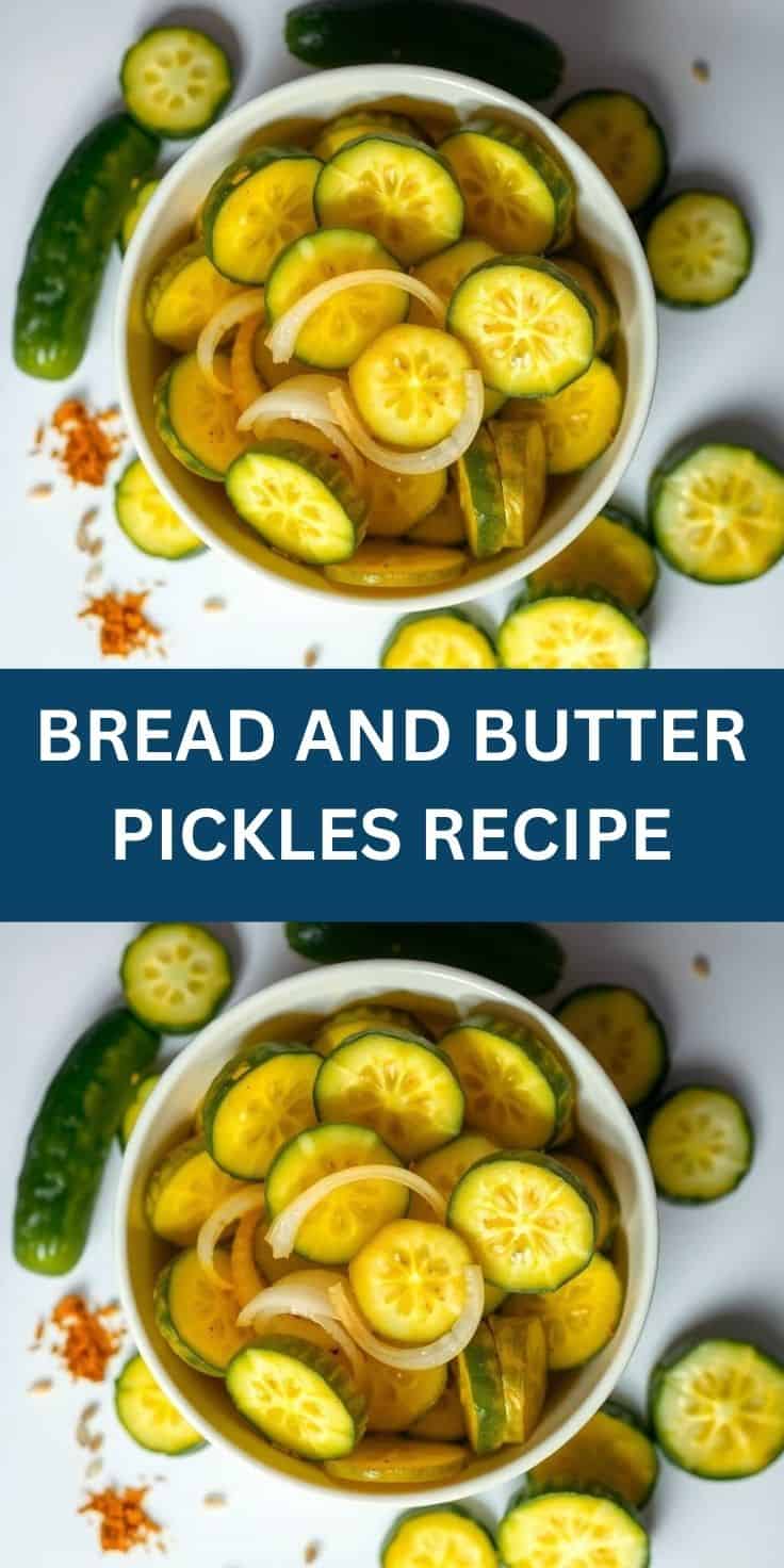 Delicious homemade bread and butter pickles with fresh cucumbers and spices, perfect for adding flav.