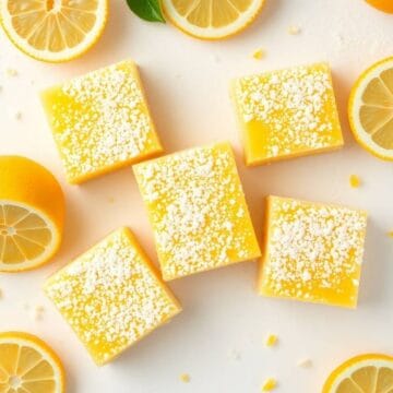 Delicious classic lemon bars with powdered sugar topping, perfect for dessert.