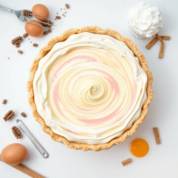 Delicious Easter swirl pie with colorful marbled filling and flaky crust. Perfect for spring celebra.