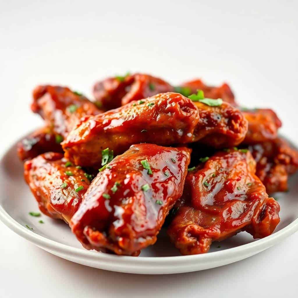 Delicious BBQ chicken wings with savory glaze and fresh herbs. Perfect for parties and casual gather.