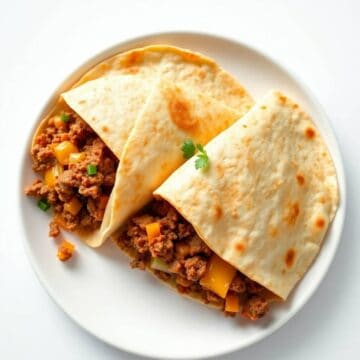 Delicious beef quesadillas with melted cheese and seasoned ground beef. Perfect for a flavorful Mexi.