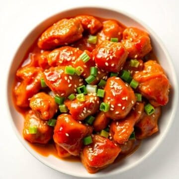 Spicy buldak chicken wings garnished with green onions and sesame seeds.