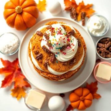 Delicious Thanksgiving Piecaken with whipped cream, sprinkles, and pecans on top. Perfect holiday tr.