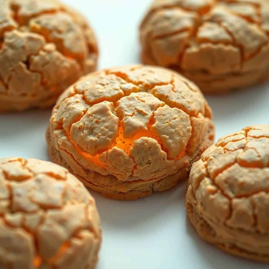 Protein biscuits stacked with yogurt and fruit