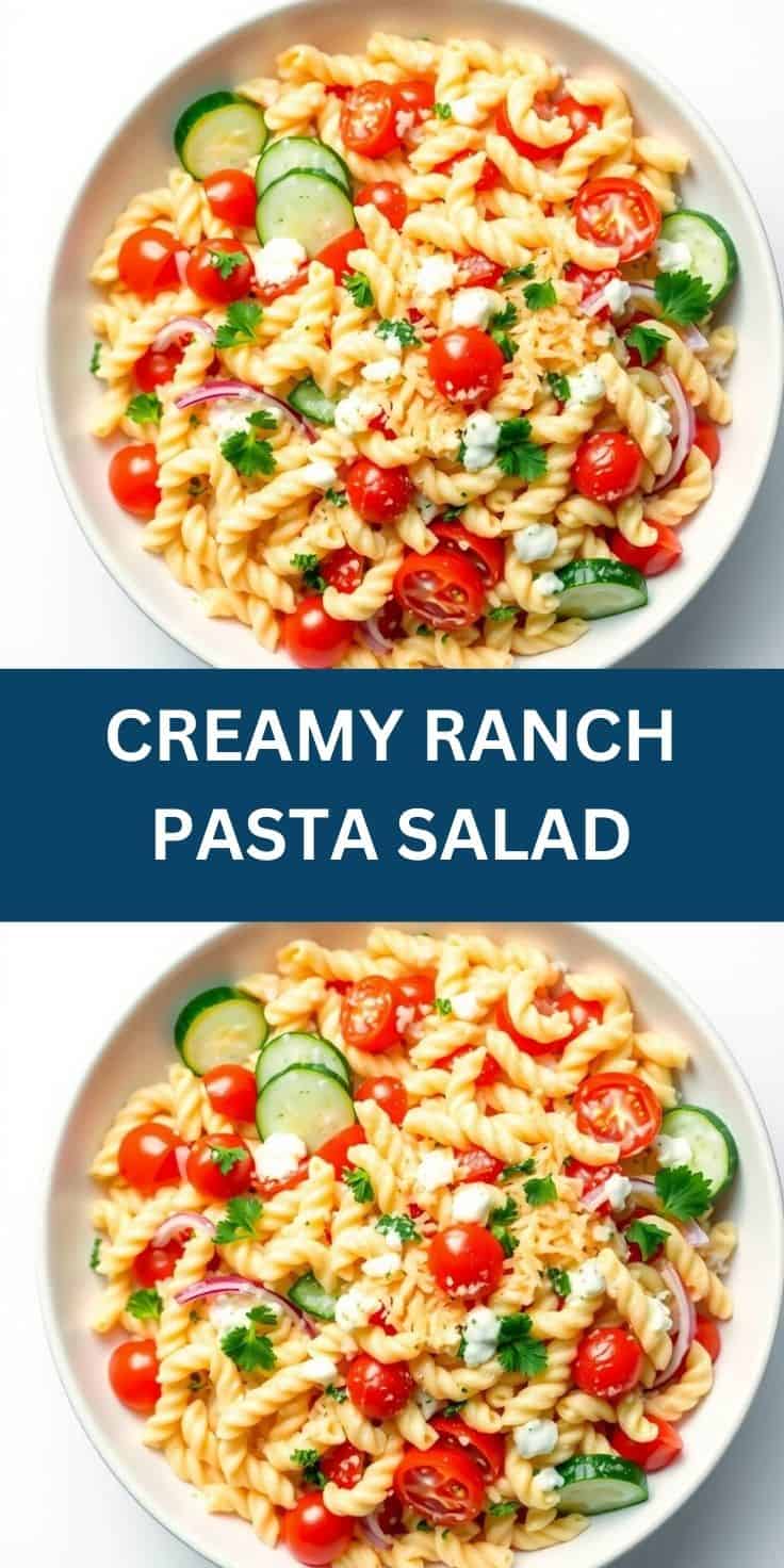 Creamy ranch pasta salad final closeup