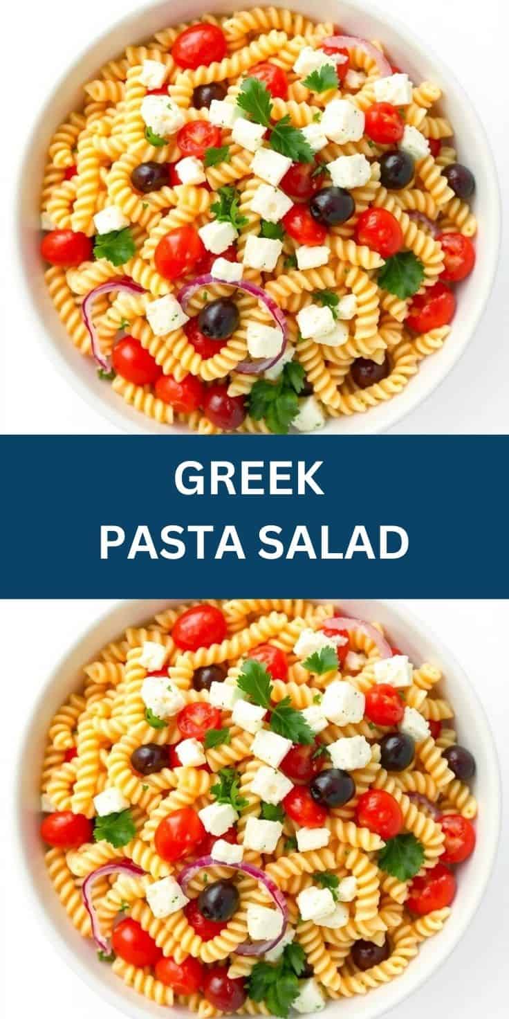 Greek pasta salad final closeup