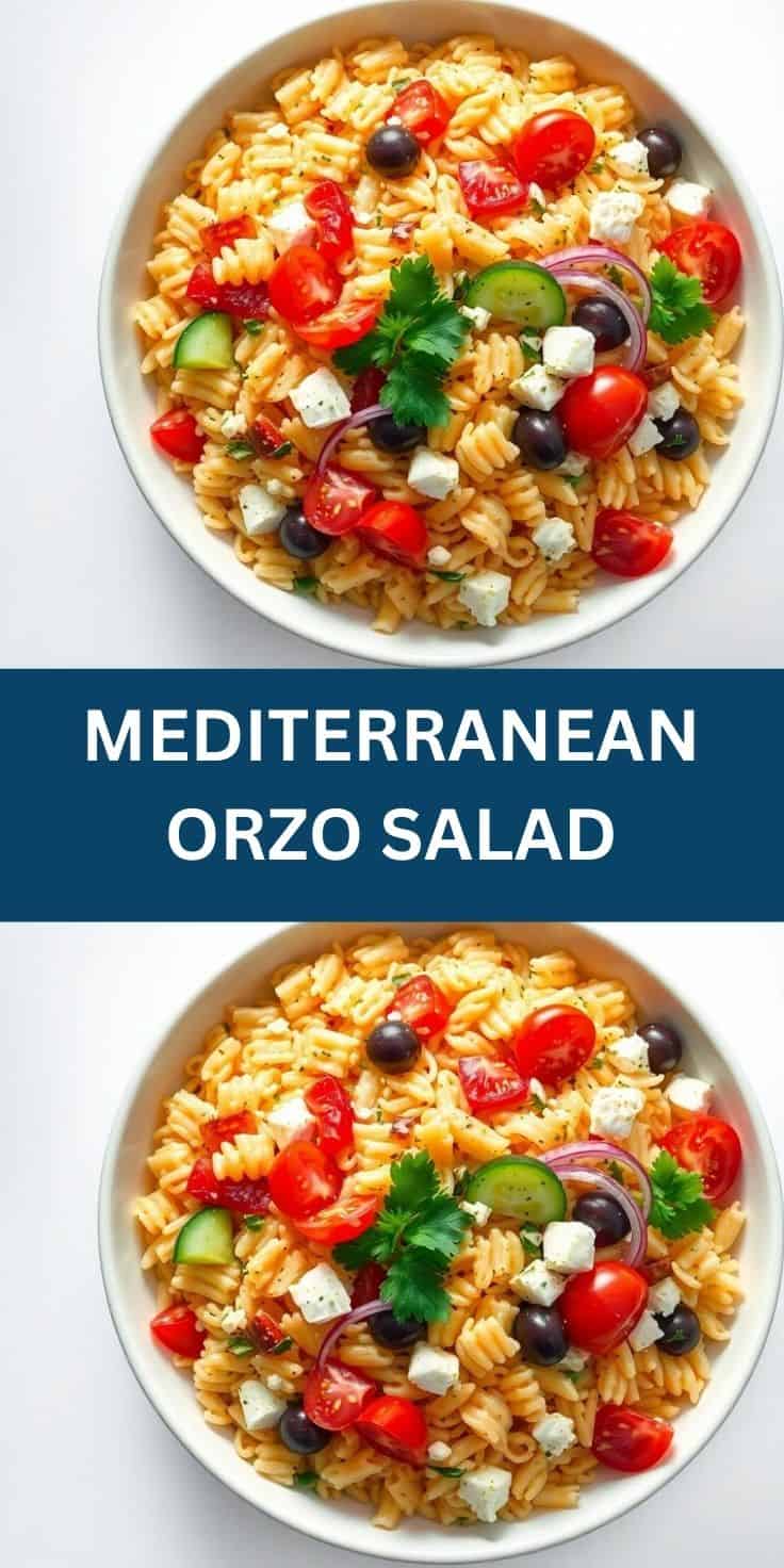 Mediterranean orzo salad final closeup