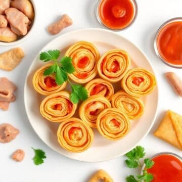 Delicious sweet chili chicken pinwheels perfect for appetizers or snacks. Crispy, flavorful, and eas.