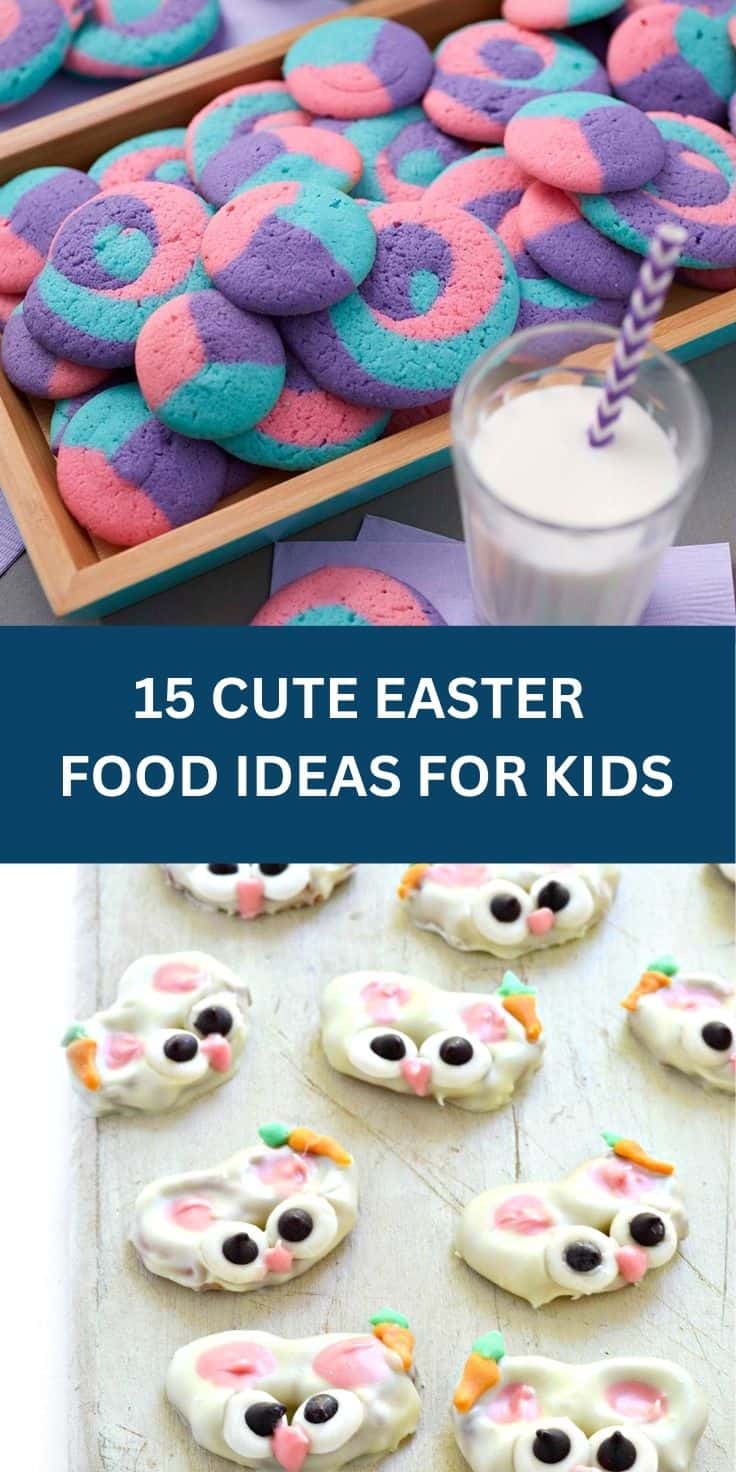 Colorful Easter cookies with pastel icing and sprinkles, served with a glass of milk for kids' Easte.