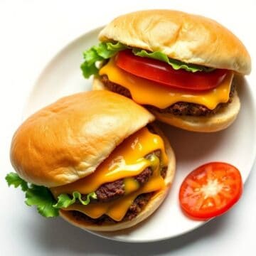 Juicy crockpot cheeseburgers with fresh lettuce and tomato on soft buns.