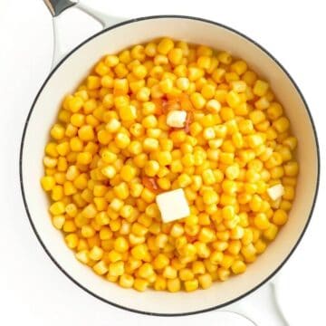 Delicious honey butter skillet corn with butter and seasonings.