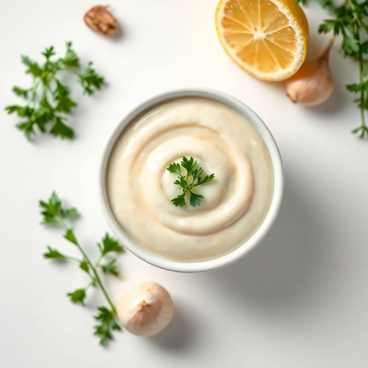 Delicious Beurre Blanc sauce garnished with fresh herbs.