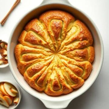 Delicious pull-apart apple bread with golden crust, perfect for breakfast or dessert.